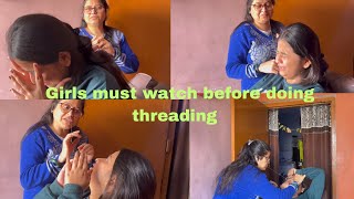 |My first threading experience|Doing eyebrows for the first time|So much pain|