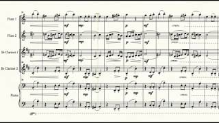 Symphony no 7, second movement, arranged for  2 flutes, 2 clarinets and piano by L. V. Beethoven