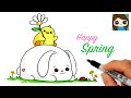 How to Draw a Bunny and Duck 🐰🐥🌼 Happy Spring Art