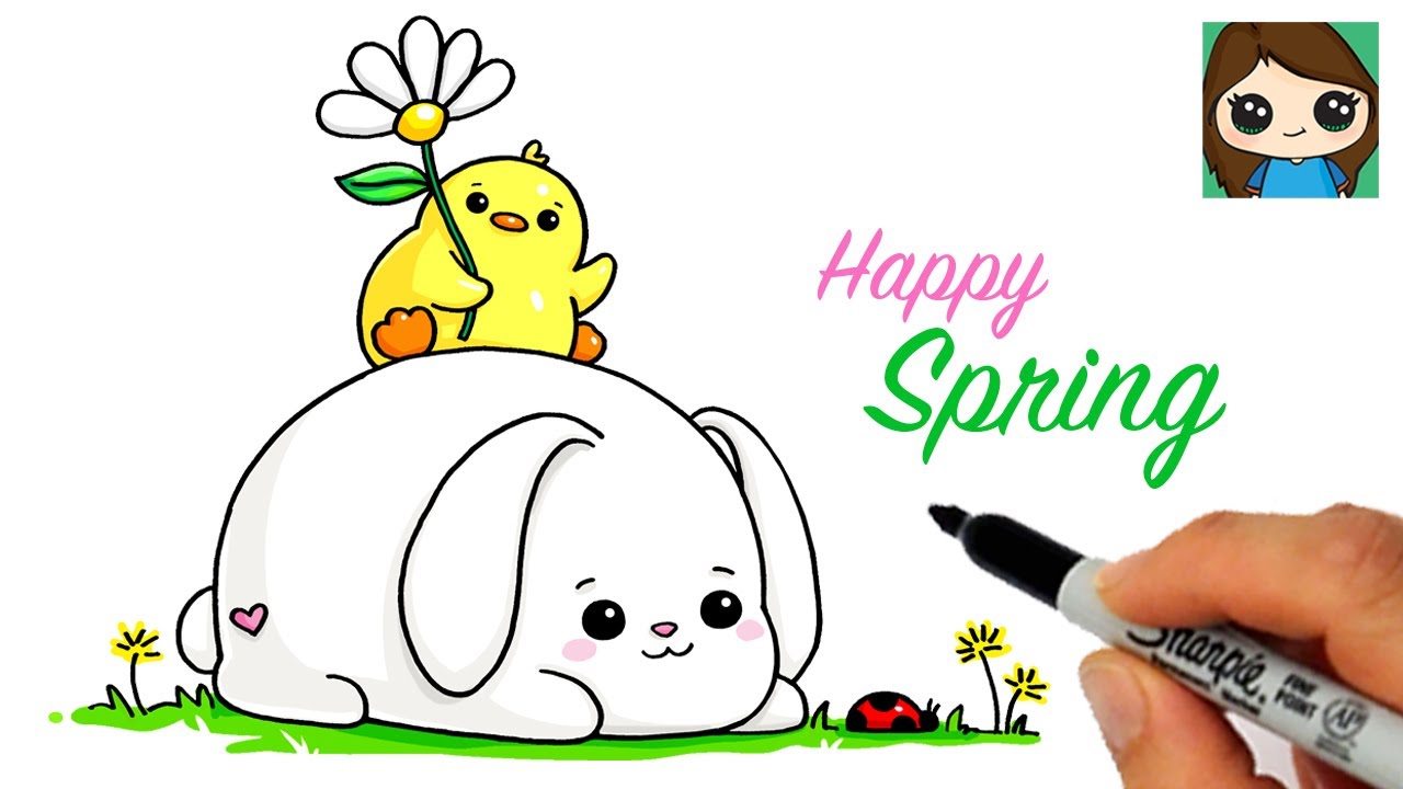 How to Draw a Bunny and Duck  Happy Spring Art - YouTube