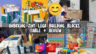 UNBOXING LEGO BUILDING BLOCKS 2IN1 TABLE + REVIEW