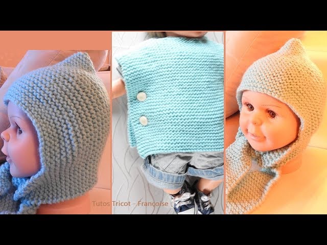 Bonnet-écharpe pour bébé – 3 petites mailles