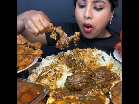 ASMR: EATING SPICY MUTTON CURRY🔥 BASMATI RICE || #shorts #mukbangn#asmreating #mukbangasmr #asmr
