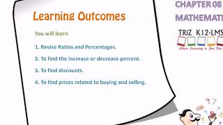 CBSE Standard 7 Chapter 8  Comparing Quantities part 1 Learning Outcomes