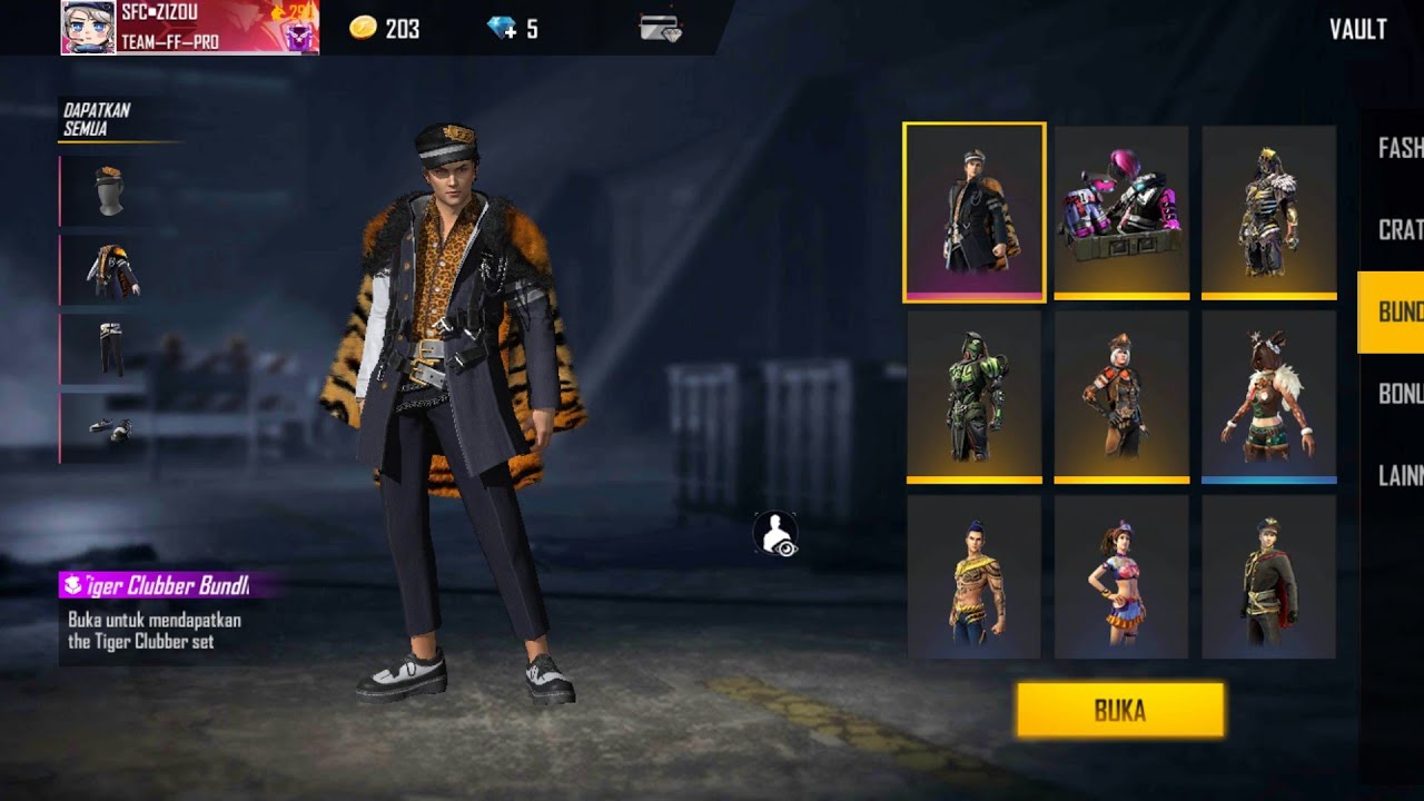Review bundle TIGER CLUBBER (FREE FIRE INDONESIA) - YouTube
