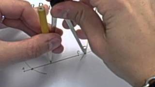 To Construct a Perpendicular Line through pt. off line.AVI