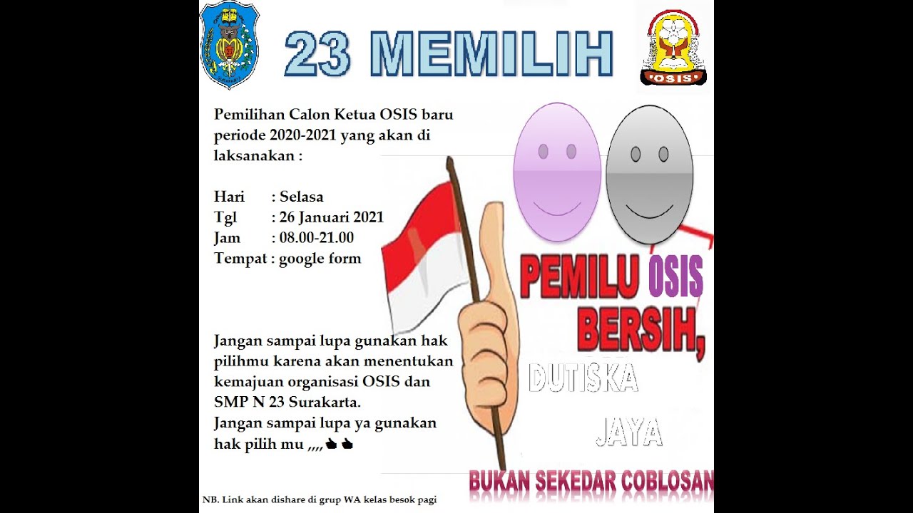 Pemaparan Visi dan Misi Calon Ketua OSIS SMP NEGERI 23 SURAKARTA periode 2020-2021