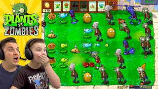 Attacked By A Huge Wave of Zombies! Plants vs Zombies (Funhouse Dad and Cayson Gameplay)