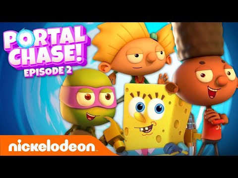 SpongeBob, Hey Arnold & TMNT Chase a SLIME Monster! ? | Portal Chase 2 | NCU