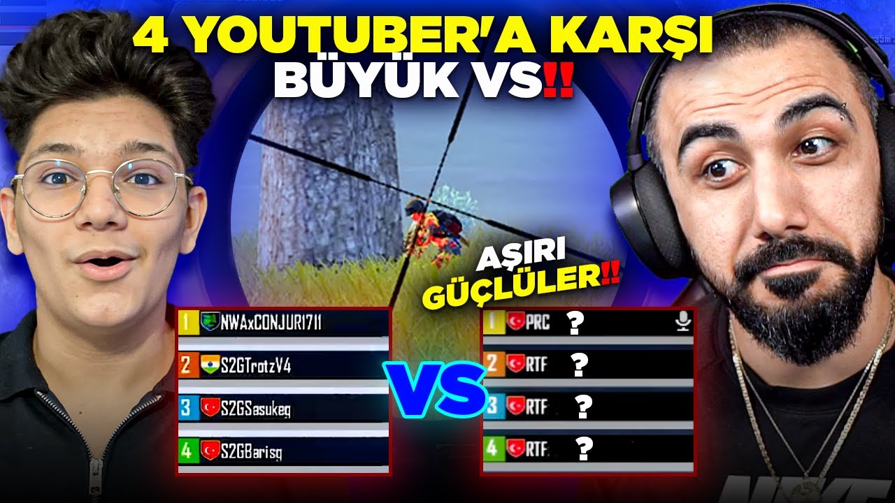 EN GÜÇLÜ 4 YOUTUBER'A KARŞI 4 VS 4 ATTIK!! 😱 TARİHİN EN ZORLU VS'Sİ!! | PUBG MOBILE