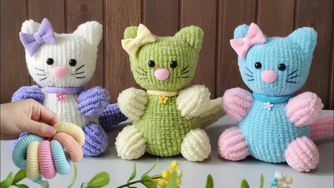 Cute Cat 🔥 with Hair Rubber Bands Tutorial