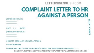 How To Write a Complaint Letter To HR About a Coworker – Sample Complaint Letter