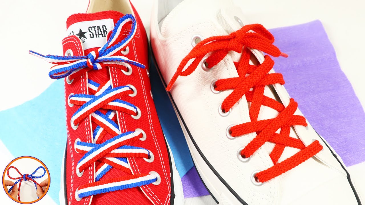 靴紐 6穴 結び方「ダブルクロス」編み込むようにして結ぶ！お気に入り