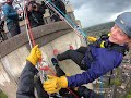 Abseiling down northampton lift tower