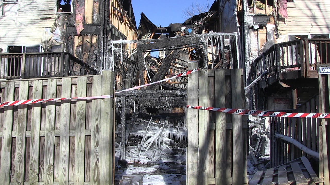 A fire destroyed onE townhouse and heavily damaged two others in Olney