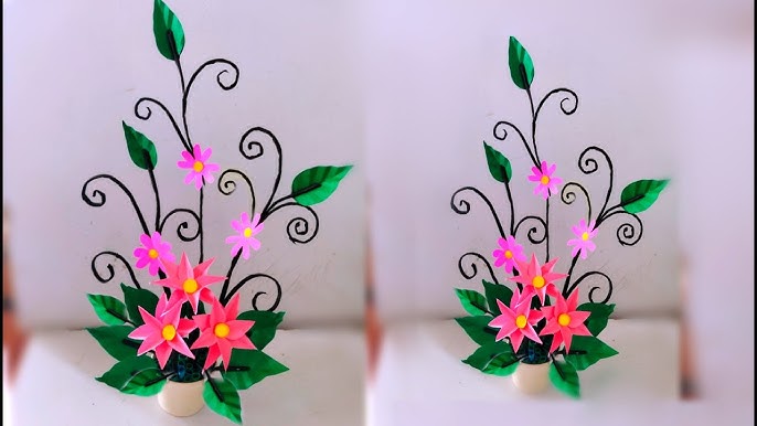 wall hanging paper flower making at home easy / diy craft / art ...