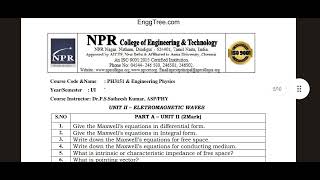 BE/BTech || PH3151 || Engineering Physics ||Important || All Units-2, 3 & 5marks || Anna University