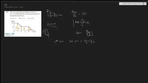 1.9 The current of element is shown. Find the total charge that passed through element at: t=1,3,5s