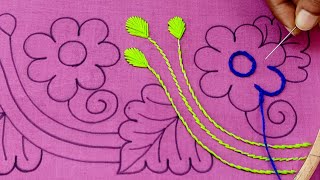 Hand embroidery new border line nakshi kantha stitch tutorial,নকশীকাঁথা বর্ডার নকশা সেলাই টিউটোরিয়াল