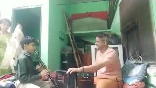 Today practicing raag harikauns my son narayan joshi on clarinet