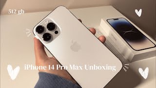 iPhone 14 Pro Max Silver Unboxing 🧸| accessories, set-up, and asmr