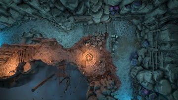 Animated Dungeon Maps - Cave campsite near a chasm (remastered)