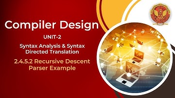 2.4.5.2 Recursive Descent Parser Example | CS603(C) |