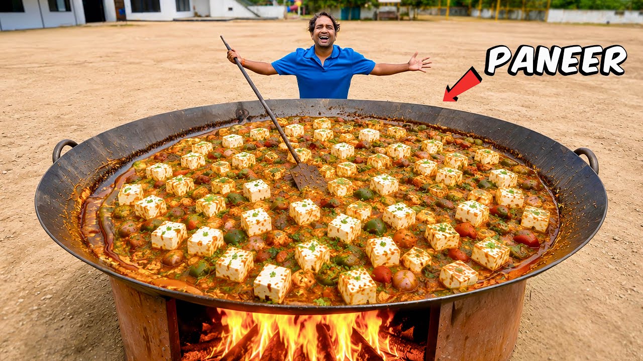 We Cook 100 Kg Mater Paneer...in Giant Kadai 🔥 - आज तो पूरा गाँव पनीर खाएगा |