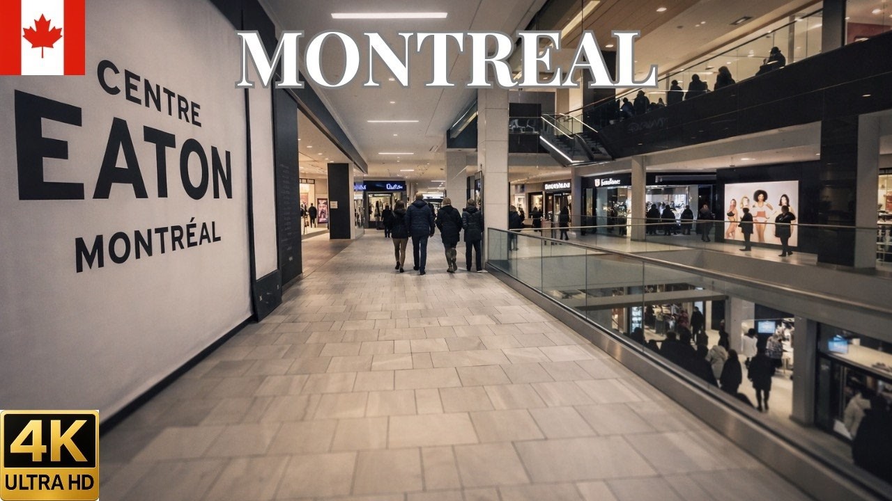 Прогулка по Eaton Centre в Монреале 4K 🇨🇦 | Тур по оживлённому торговому центру в даунтауне