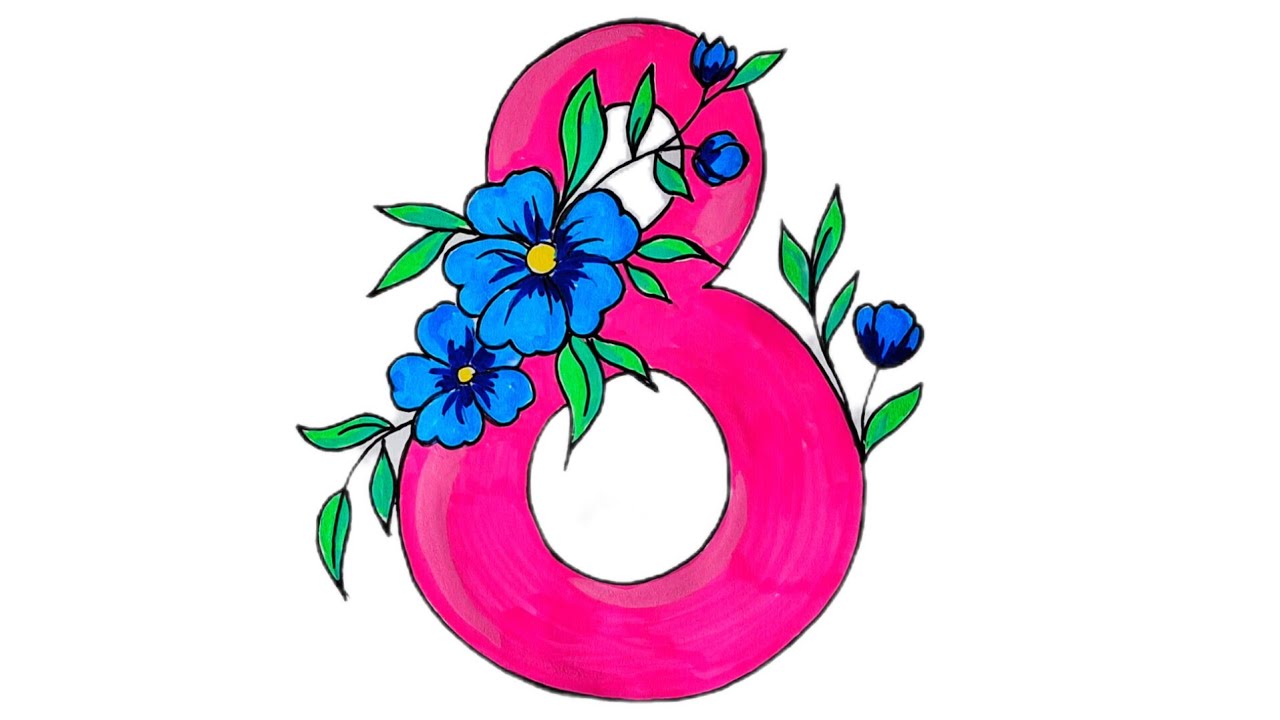 ✨️ Как нарисовать 8 МАРТА/Красивый рисунок с цветами акриловыми маркерами