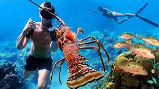 My BIGGEST Lobster While SPEARFISHING Remote Islands! {Catch n Cook}