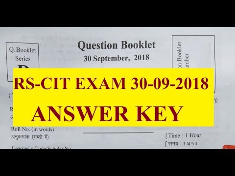 rscit answer key 30 september 2018 rkcl rscit exam question paper