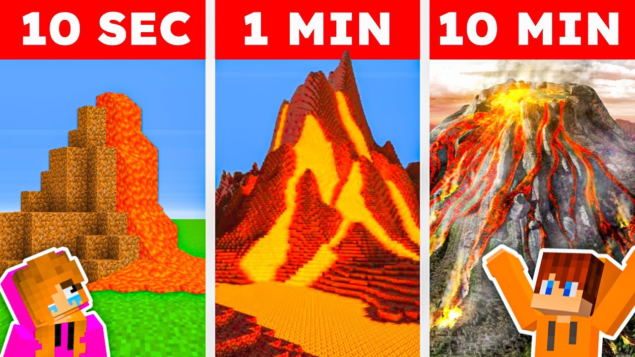 HUGE SECRET VOLCANO HOUSE 10 Second vs 1 Minute vs 10 Minute YouTube