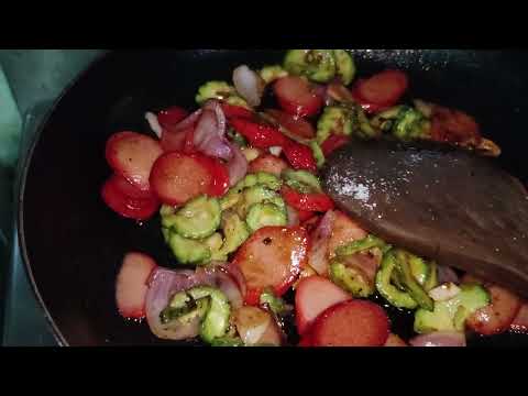 COOKING AMPALAYA WITH HOTDOG #cooking #satisfying #asmrcooking