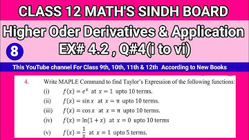 Class 12 Maths Unit 4 Exercise 4.2 Question 4(i,ii,iii,iv) Higher Order Derivatives and Application