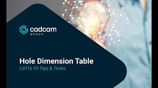 CATIA V5 Tips & Tricks: Hole Dimension Table