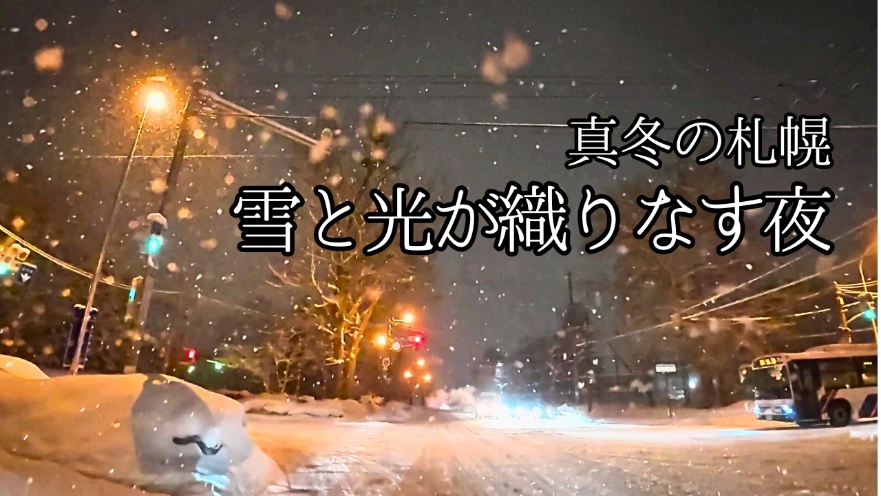 【札幌南区】真冬の雪夜ドライブ｜雪と光が織りなす静かな夜 [Sapporo] Winter Night Snow Drive | Quiet Snowfall in Hokkaido