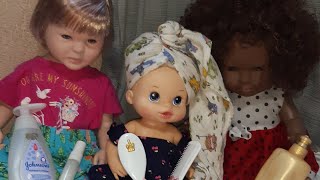 Como eu cuido do cabelo das babys/Bebê Reborn,Baby Alive e da Laura