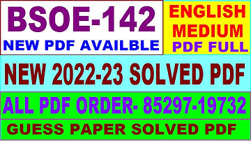 bsoe 142 solved assignment 2022-23 / bsoe 142 solved assignment in English / ignou bag solved