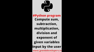 Python Basic Programs Series|| two numbers input by user || #pythonprogram1