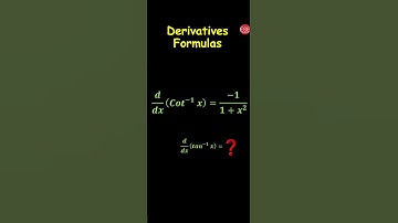 Differentiation Formulas - Derivative of Cot ⁻¹ x Inverse Trigonometric Function #Shorts