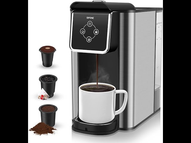 Sifene Single Serve Coffee Machine, 3 In 1 Pod Coffee Maker For K-Cup  Capsule Pod, Ground Coffee Brewer, Leaf Tea Maker, 6 To 10 Ounce Cup,  Removable 50 Oz Water Reservoir