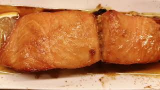 Salmon fish with lemon and honey fry and oven