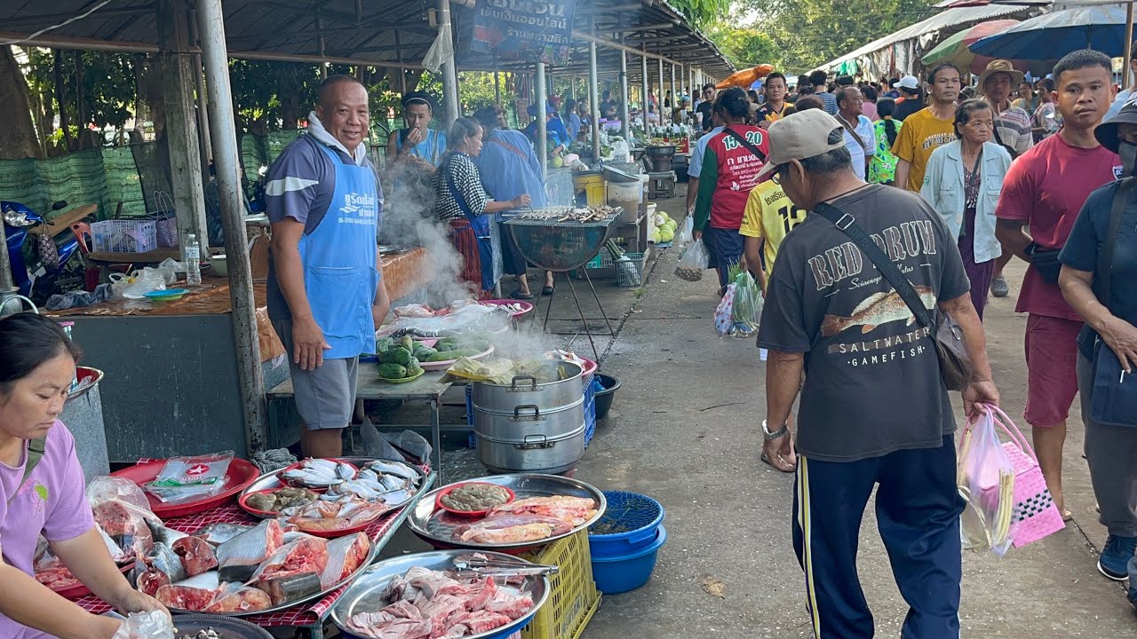 สะออนของป่าที่ ตลาดนัดไทยลาว จ.หนองคาย ต่อขุม แมงดา หมากค้อ