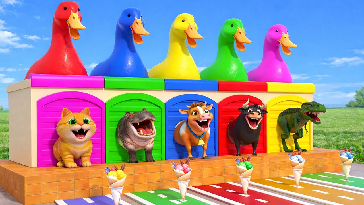 Long Slide Game With Cow Elephant Gorilla Hippopotamus Tiger 3d Animal Game Funny 3d Animals