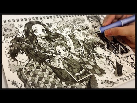 鬼滅の刃1ページいっぱいにイラスト描いてみた アナログ Youtube