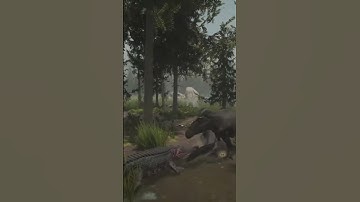 Path of titans sarco on the hunt #gaming #dinofight #dinosaur #pathoftitans #sarcosuchus #fight #rex