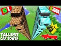 Why DID I BUY THIS TALLEST DIRT vs DIAMOND TOWER OF CARS in Minecraft ? NEW CAR TOWER !