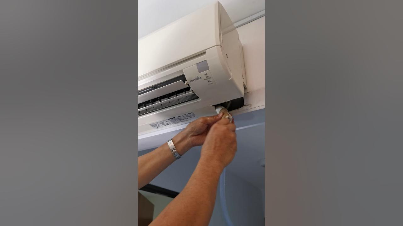 How to unclog a mitsubishi starmex aircon water dripping pipe YouTube