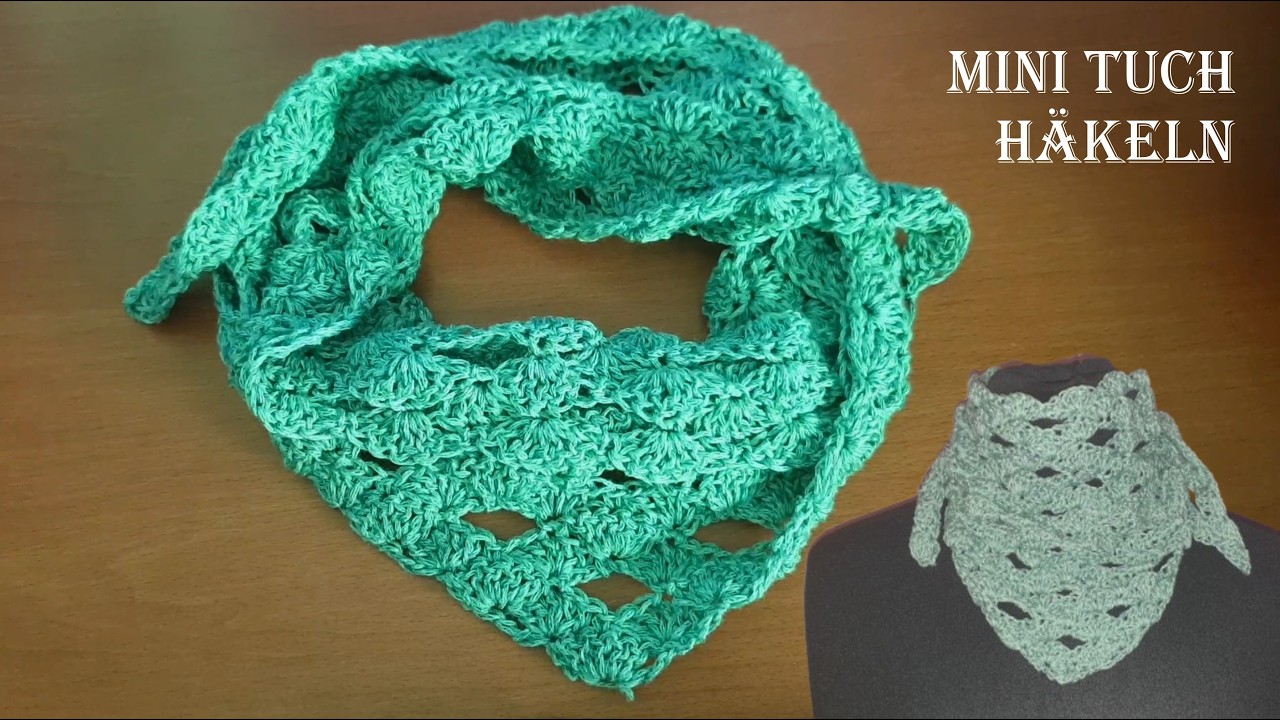 Häkeln #1 Luftiges Muschel Mini Tuch ~ auch für Anfänger